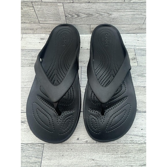 Crocs Sandals Shoes Womens Size 11 Black Flip Flop Thong Iconic Comfort Casual - Picture 2 of 10
